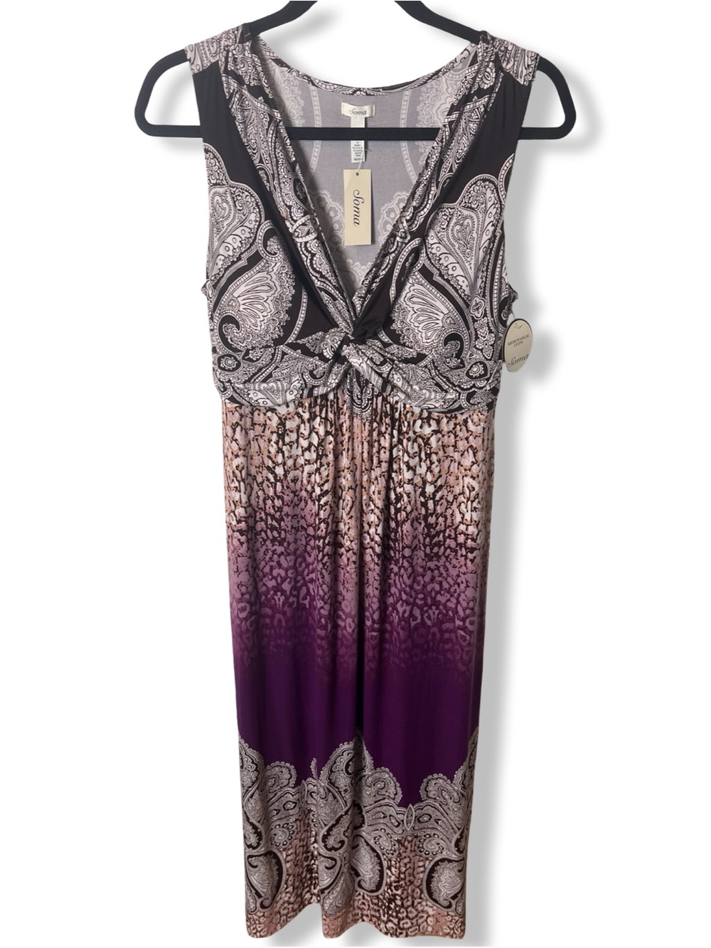 Soma‎ Women’s NWT Sleeveless Knot Front Maxi Dress Henna Paisley Sz. M